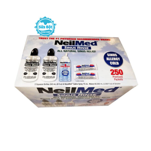 Bộ bình rửa mũi Neilmed Sinus Rinse của Mỹ hộp 2 bình, 1 xịt và 250 gói