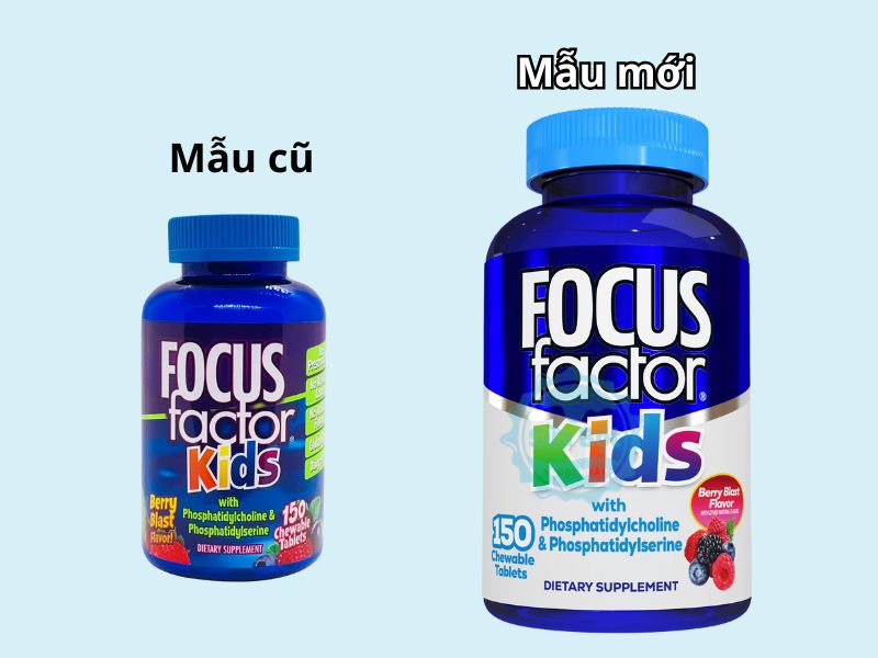 Kẹo Focus Factor Kids mẫu cũ và mẫu mới