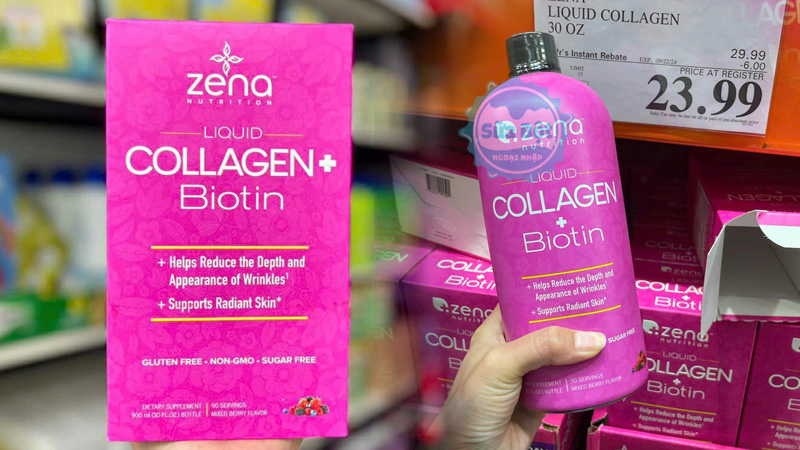 Collagen nước Zena Nutrition Liquid Collagen + Biotin giúp làm đẹp cho da, tóc và móng