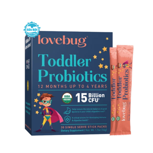 Men vi sinh hữu cơ Lovebug Probiotic hỗ trợ tiêu hóa, sức đề kháng của Mỹ (Dành cho bé 12 tháng - 4 tuổi)