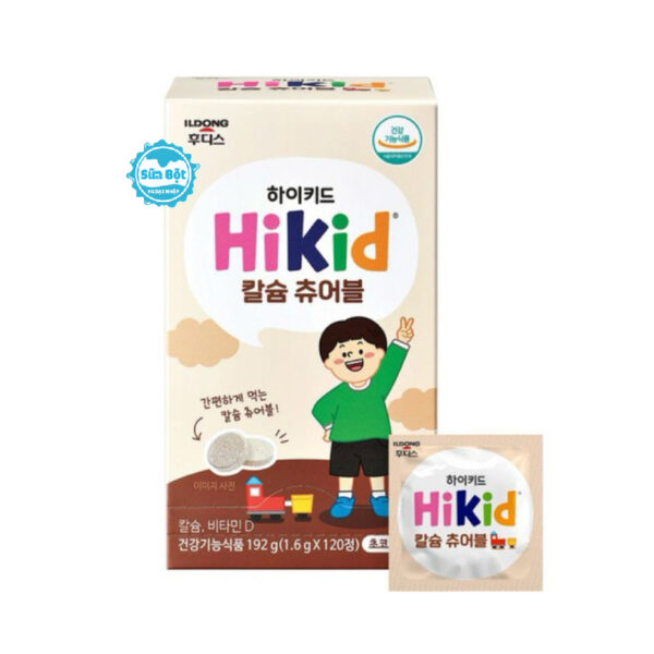 Viên kẹo sữa Hikid vị socola bổ sung canxi, vitamin D của Hàn Quốc 120 viên