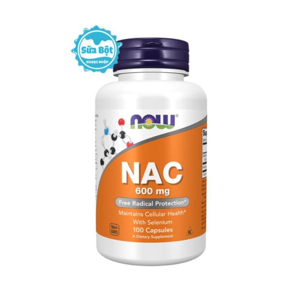 Viên uống Now NAC 600mg hỗ trợ thải độc và bảo vệ gan của Mỹ 100 viên