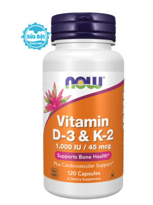 Vitamin D3 K2 Now 1000 IU / 45 mcg của Mỹ 120 viên