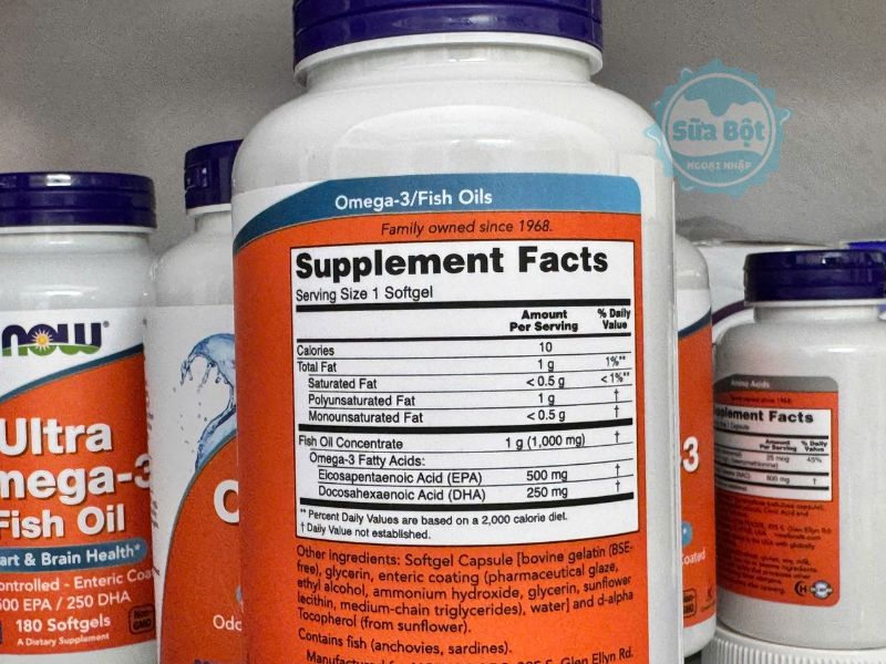Dầu cá Now Ultra Omega-3 Fish Oil và bảng thành phần chi tiết Dầu cá Now Ultra Omega-3 Fish Oil và bảng thành phần chi tiết
