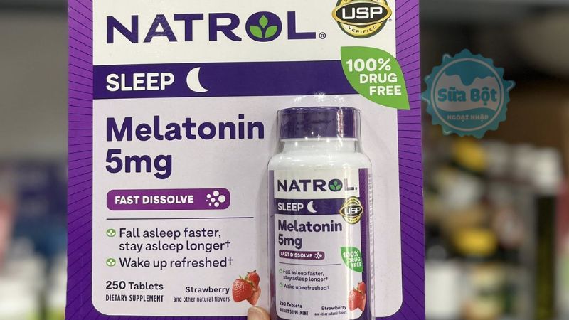 Natrol Melatonin Sleep 5mg dạng viên ngâm tan nhanh mà không cần sử dụng với nước Natrol Melatonin Sleep 5mg dạng viên ngâm tan nhanh mà không cần sử dụng với nước