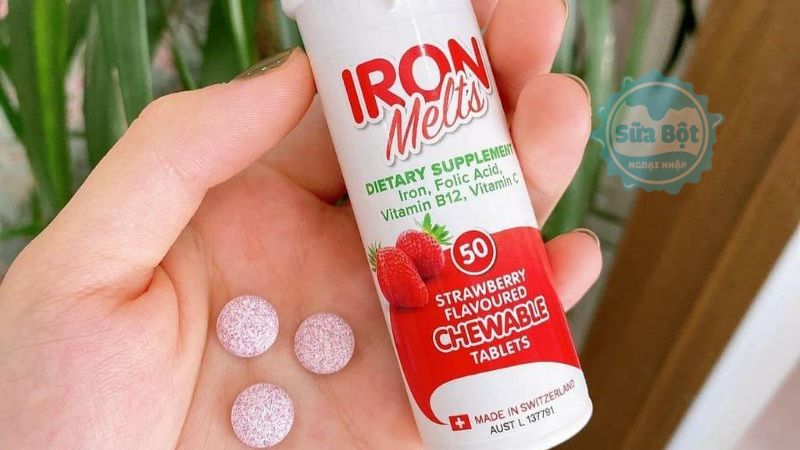 Viên sắt ngậm Iron Melts mang hương dâu tây hấp dẫn, không tanh như sắt vô cơ Viên sắt ngậm Iron Melts mang hương dâu tây hấp dẫn, không tanh như sắt vô cơ