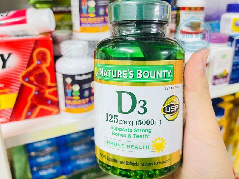 Vitamin D3 Nature’s Bounty 5000 IU không chất bảo quản, không gây biến đổi gen 