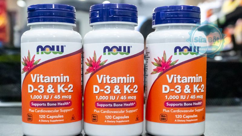 Vitamin D3 K2 Now 1000 IU / 45 mcg tăng khả năng hấp thụ canxi, hỗ trợ sức khỏe xương răng