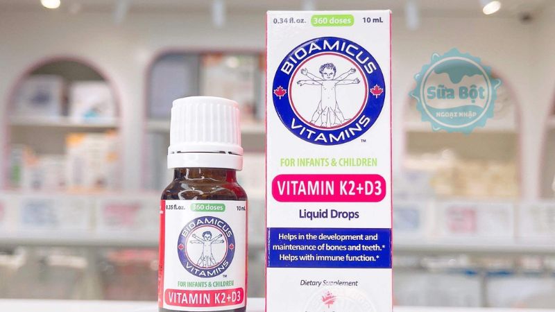 Giọt uống vitamin D3K2 Bioamicus nhập khẩu từ Canada, chất lượng được kiểm soát chặt ché