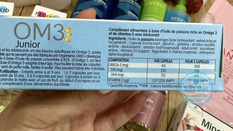 Bảng thành phần chi tiết của viên uống OM3 Junior Bảng thành phần chi tiết của viên uống OM3 Junior