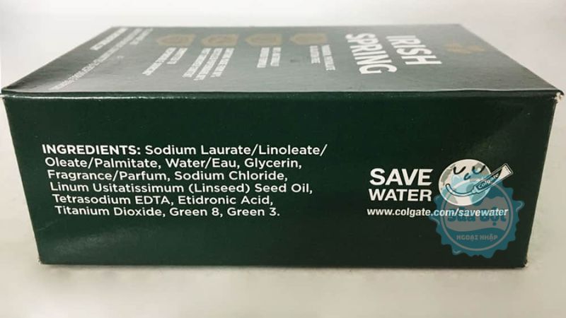 Bảng thành phần của Irish Spring Original Clean Bảng thành phần của Irish Spring Original Clean