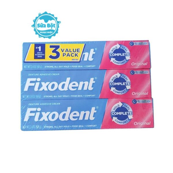 Keo dán răng giả Fixodent Original của Mỹ 68g 3 tuýp