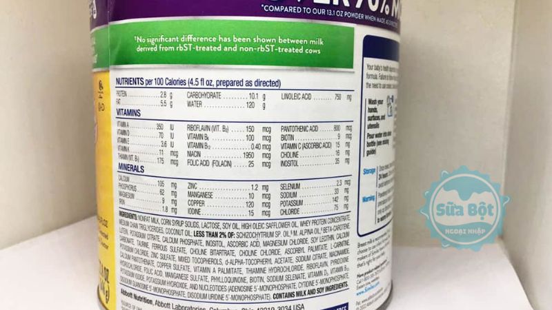 Sữa Similac Neosure bảng thành phần và công dụng Sữa Similac Neosure bảng thành phần và công dụng