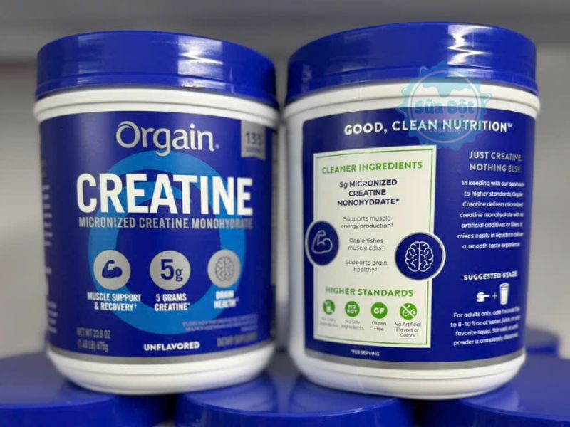 Bột Orgain Creatine Micronized Creatine Monohydrate dạng vi hạt hòa tan và hấp thụ nhanh chóng