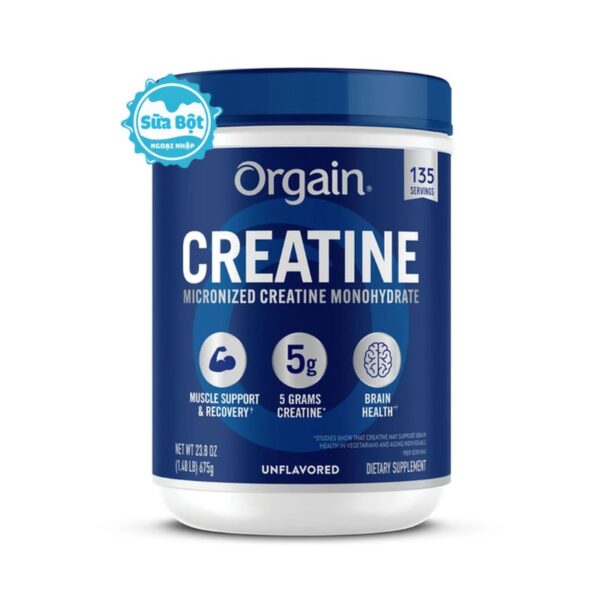 Bột Orgain Creatine Micronized Creatine Monohydrate hỗ trợ cơ bắp, não bộ Mỹ 675g