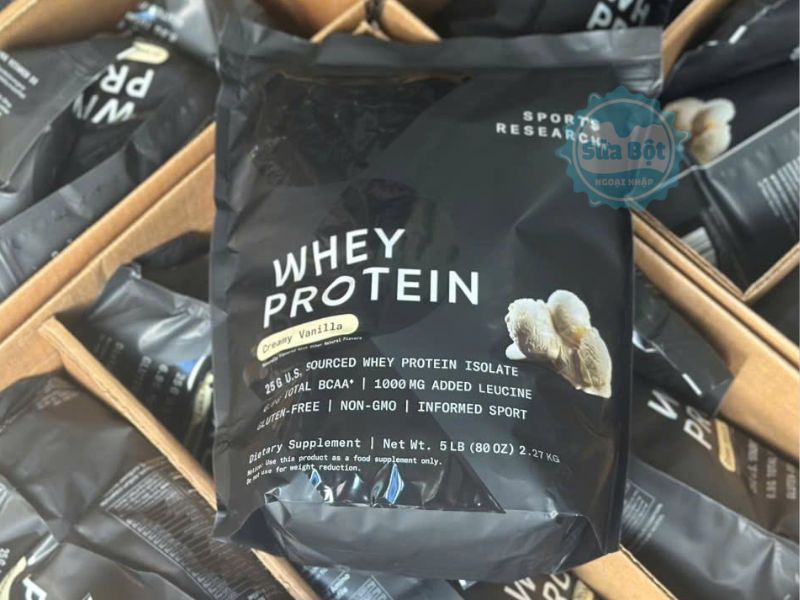 Bột Sports Research Whey Protein Isolate hỗ trợ phục hồi, phát triển cơ bắp Bột Sports Research Whey Protein Isolate hỗ trợ phục hồi, phát triển cơ bắp