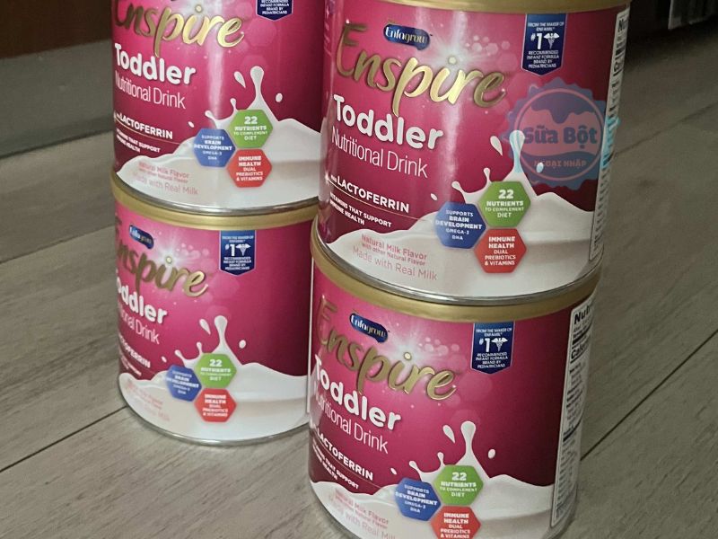 Sữa Enfagrow Enspire Toddler Lactoferrin hồng pha theo hướng dẫn trên bao bì sản phẩm