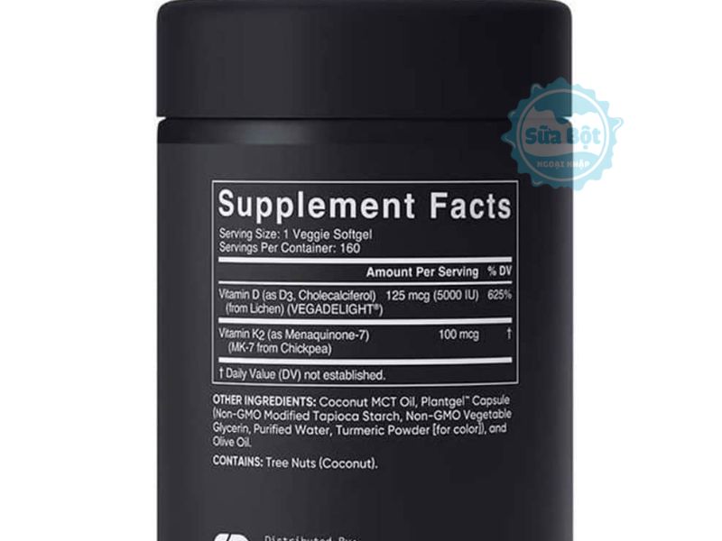 Viên vitamin D3K2 Sports Research Vitamin D3 + K2 và bảng thành phần Viên vitamin D3K2 Sports Research Vitamin D3 + K2 và bảng thành phần