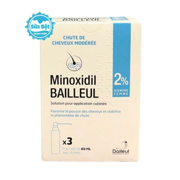 Xịt mọc tóc Minoxidil Bailleul 2% dành cho nam và nữ của Pháp 60ml x3 chai