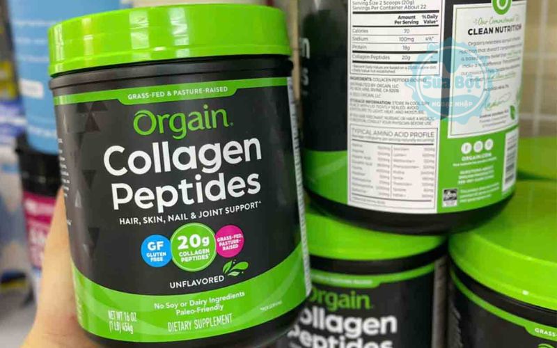 Bột Collagen Orgain Collagen Peptides Hair, Skin, Nail & Joint Support cung cấp Collagen từ bò ăn cỏ