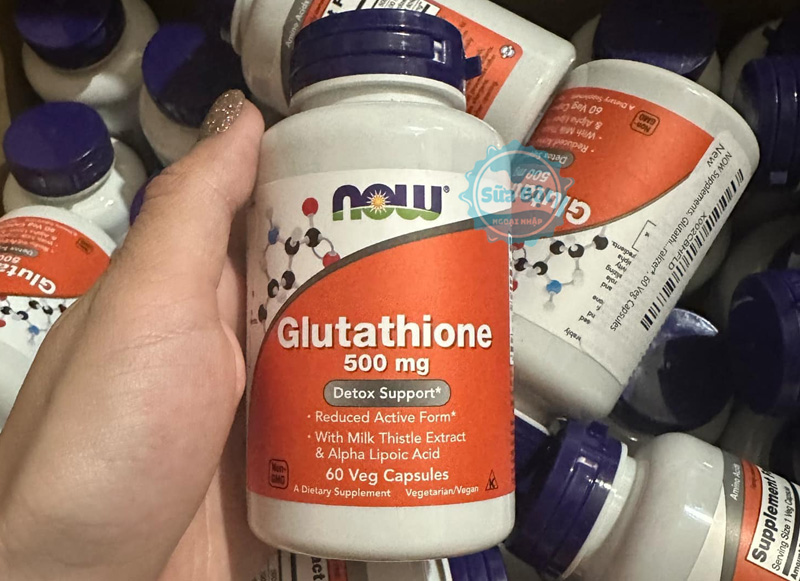 Viên uống Now Glutathione 500mg giúp làm trắng da toàn thân, tăng cường miễn dịch