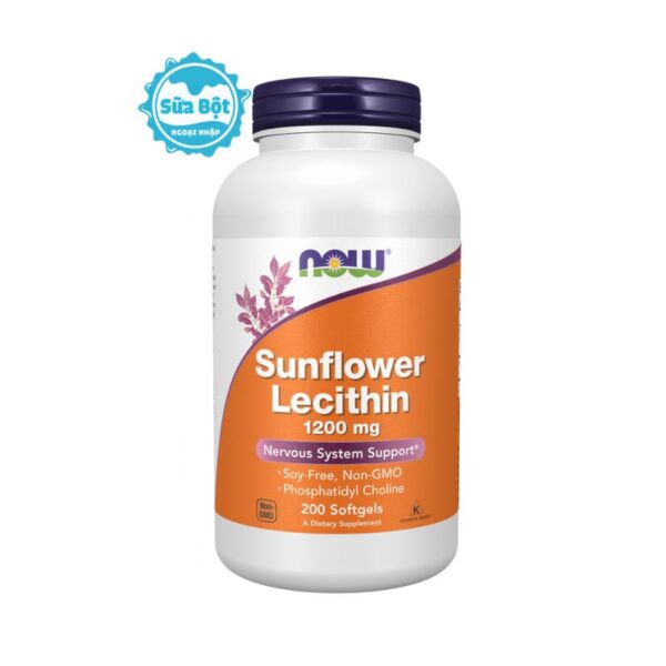 Viên uống Now Sunflower Lecithin 1200mg chống tắc tia sữa của Mỹ 200 viên