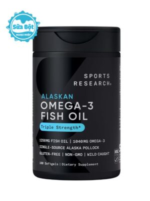 Dầu cá Sports Research Alaskan Omega-3 Fish Oil Triple Strength của Mỹ 180 viên