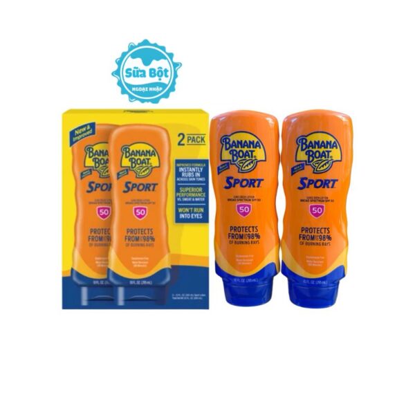 Kem chống nắng Banana Boat Sport SPF 50 của Mỹ 2 tuýp x 295ml