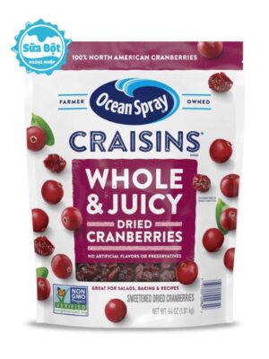 Nam việt quất sấy khô Ocean Spray Craisins Whole & Juicy Dried Cranberries của Mỹ 1.81kg