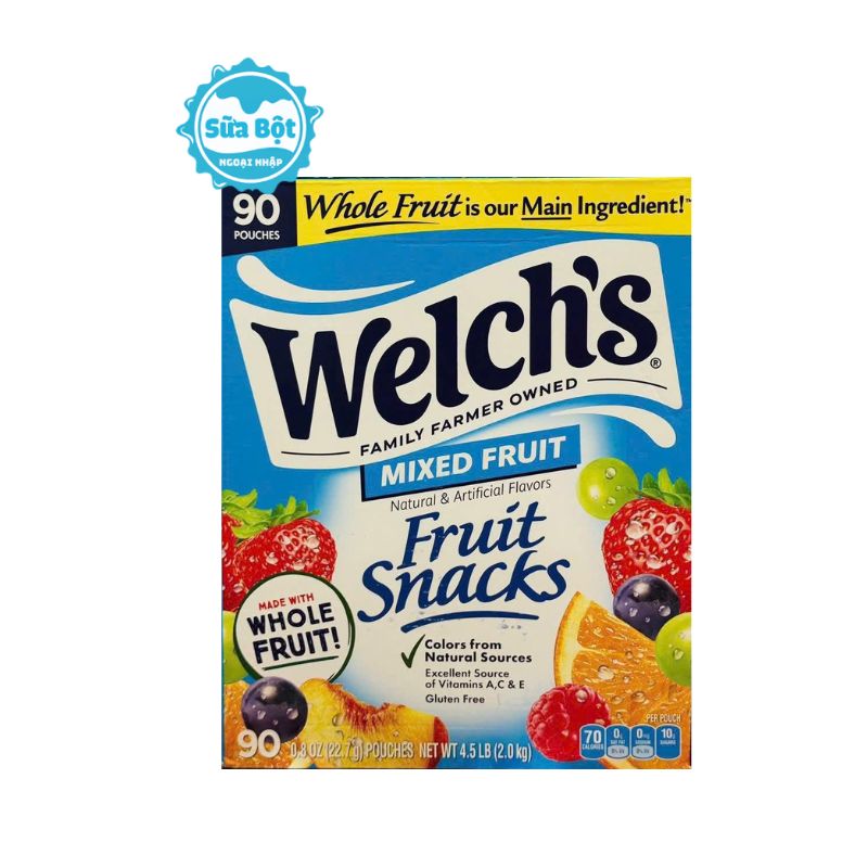 keo-deo-trai-cay-welchs-fruit-snacks-thump Kẹo dẻo trái cây Welch's Fruit Snacks Mixed Fruit của Mỹ 90 gói 2kg