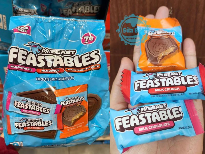 Socola MrBeast Feastables của Mỹ 909g với nhiều vị cho người dùng lựa chọn tùy thích