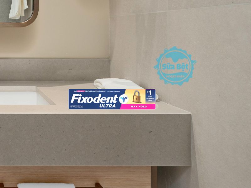 Keo dán hàm giả Fixodent Ultra Max Hold giữ răng giả chắc chắn, cho hơi thở thơm mát