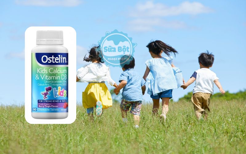 Ostelin Kids Calcium & Vitamin D3 viên nhai hương berry dễ dùng