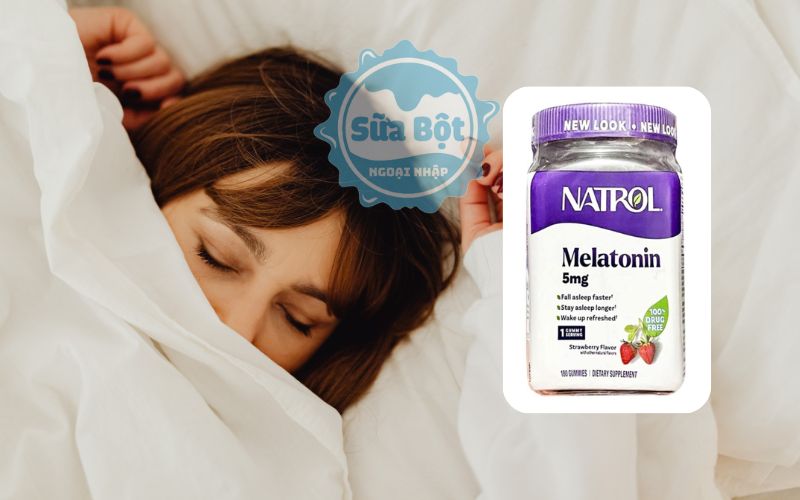 Natrol Gummies Melatonin 5mg có dạng kẹo dẻo Gummies hương vị dâu tây và hương vị khác dễ dùng