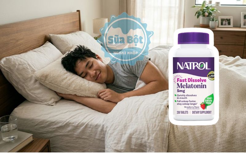 Natrol Melatonin Sleep 5mg mỗi ngày chỉ dùng 1 viên ngậm tiện lợi