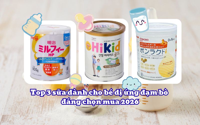 Top 3 sữa dành cho bé dị ứng đạm bò đáng chọn mua 2026
