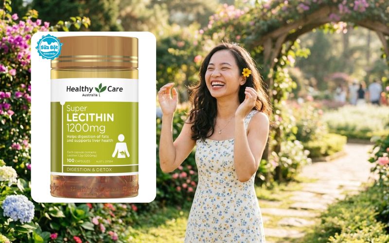 Mầm đậu nành Healthy Care Super Lecithin 1200mg giúp tăng cường nội tiết tố nữ, làm đẹp da
