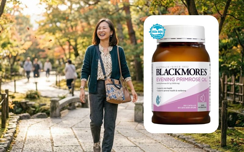 Blackmores Evening Primrose Oil thích hợp dùng cho chị em trong giai đoạn tiền mãn kinh, mãn kinh