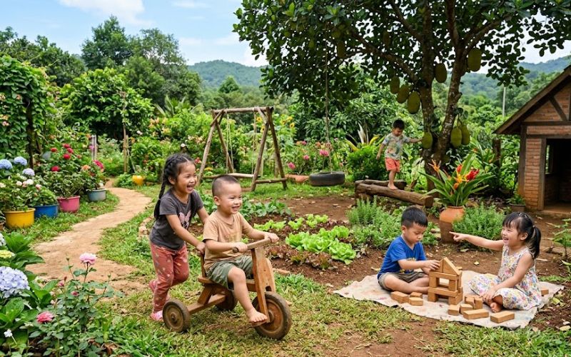 Trẻ hay vui chơi với đất cát khiến bé dễ bị nhiễm giun