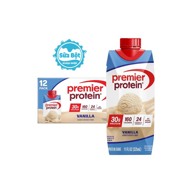 sua-premier-protein-shake-30g-protein-thump Sữa Premier Protein Shake 30g protein hương vani của Mỹ thùng 12 hộp
