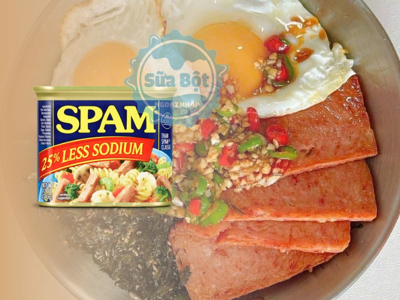 Thịt hộp Spam 25% Less Sodium đã được làm chín hoàn toàn, giảm mặn, dễ ăn