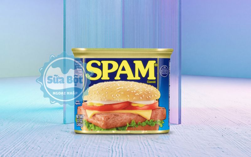 Thịt hộp Spam Classic của Mỹ hộp 340g cung cấp 180 calo, 7g Protein cho người dùng mỗi khẩu phần