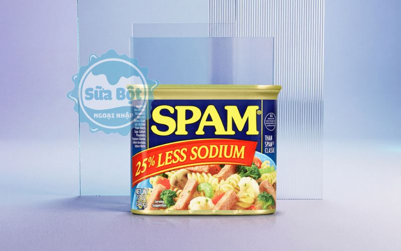 Thịt hộp Spam 25% Less Sodium giảm natri, ít mặn hơn bản truyền thống