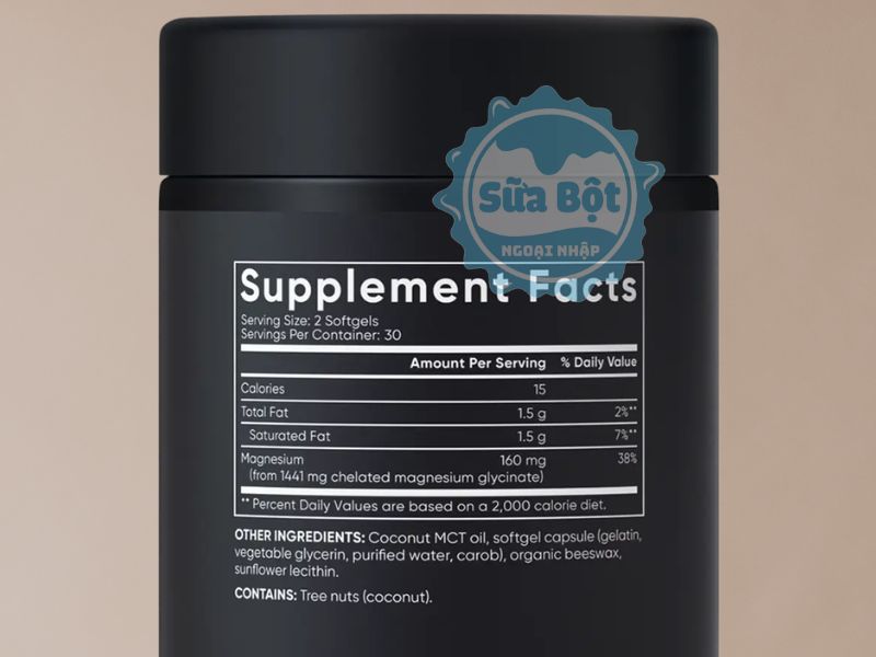 Bảng thành phần chi tiết của Magnesium Glycinate Sports Research Bảng thành phần chi tiết của Magnesium Glycinate Sports Research