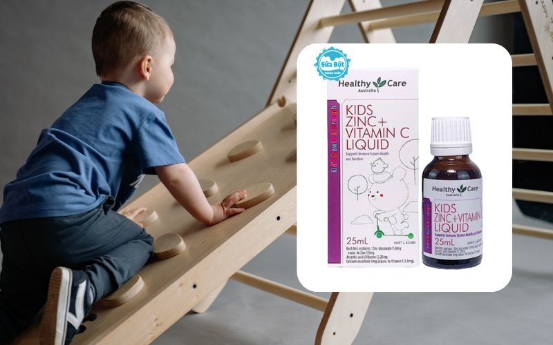 Healthy Care Kids Zinc + vitamin C Liquid có thể cho vào đồ uống, thức ăn của bé, sử dụng dễ dàng hơn