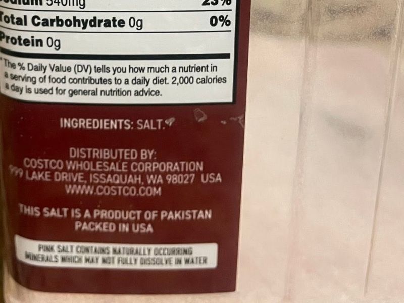Kirkland Pink Salt Fine Grain nơi sản xuất
