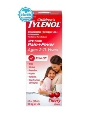 Siro Tylenol cho bé 2-11 tuổi Children’s Tylenol Pain+Fever của Mỹ 120ml