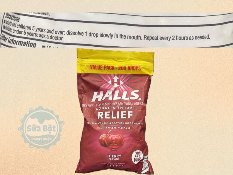 Kẹo ngậm Halls Relief vị Cherry phù hợp người lớn, trẻ từ 5 tuổi 