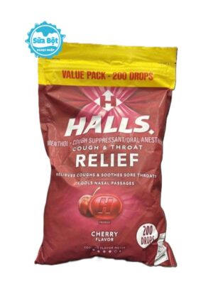 Kẹo ngậm Halls Relief vị Cherry hỗ trợ giảm ho, dịu họng Mỹ túi 200 viên