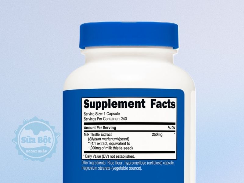 Viên uống Nutricost Milk Thistle 1000mg thành phần